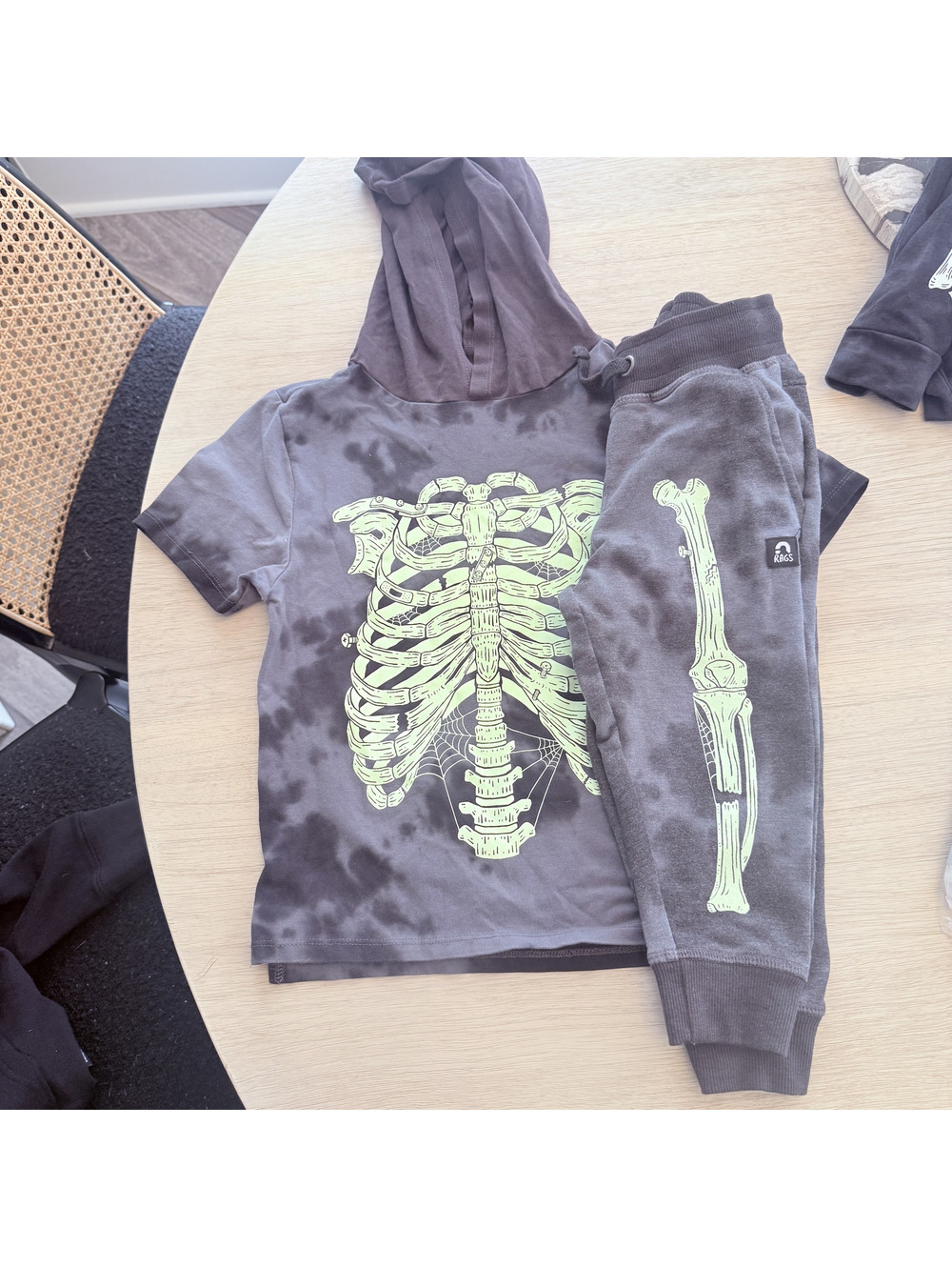 Rags skeleton glow in the dark two piece set